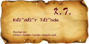 Kádár Tünde névjegykártya